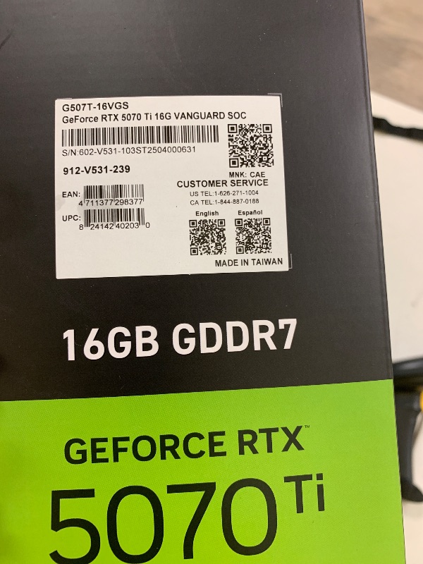 Photo 1 of MSI Gaming RTX 5070 Ti 16G Vanguard SOC Graphics Card (16GB GDDR7, 256-bit, Extreme Performance: 2602 MHz, DisplayPort x3 2.1a, HDMI 2.1b, NVIDIA Blackwell Architecture)