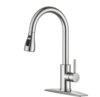 Photo 1 of 
FORIOUS Kitchen Faucets with Pull Down Sprayer, Brushed Nickel, High Arc Single Handle Classic Stainless Steel Sink Faucet 1 or 3 Hole, Suitable for Farmhouse Camper Laundry Rv Ba