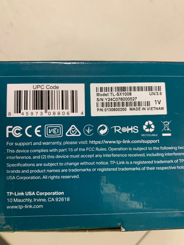 Photo 1 of TP-Link TL-SX1008 | 8 Port 10G/Multi-Gig Unmanaged Ethernet Switch | Desktop/Rackmount | Plug & Play | Sturdy Metal Casing | Speed Auto-Negotiation, Free Expert Help