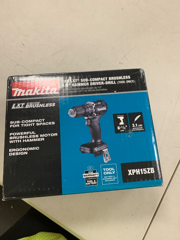Photo 1 of Makita XPH15ZB 18V LXT Lithium-Ion Sub-Compact Brushless Cordless 1/2" Hammer Driver-Drill, Tool Only, Black