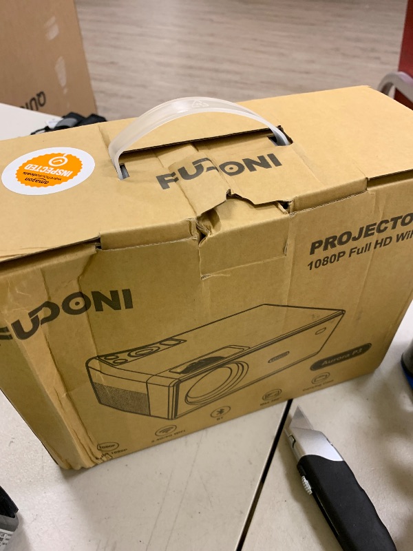 Photo 1 of FUDONI Projector with WiFi and Bluetooth, Outdoor Portable 4K Support Projector HD 1080P Max 300" Display Zoom, Movie Video Home Theater Projector Compatible w/HDMI/USB/Phone/Laptop/TV Stick