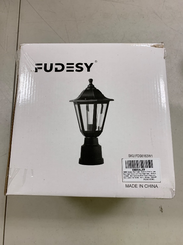 Photo 1 of FUDESY Outdoor Post Light, Outdoor White Lamp Post Light Fixture with Pier Mount Base, Waterproof Pole Light Fixture with E26 Socket, Exterior Lamp Post Lantern for Garden Yard Patio Pathway