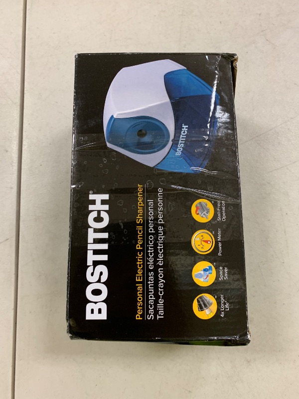 Photo 1 of Bostitch Office Personal Electric Pencil Sharpener, Powerful Stall-Free Motor, High Capacity Shavings Tray, Blue