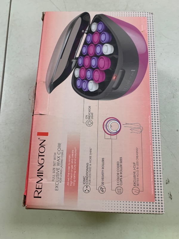 Photo 1 of Remington Ionic Conditioning Hair Setter, 20 Velvet Hair Rollers, 6 Large (1¼”), 10 Medium (1"), 4 Small (¾”), Blowout Style Hair Curlers