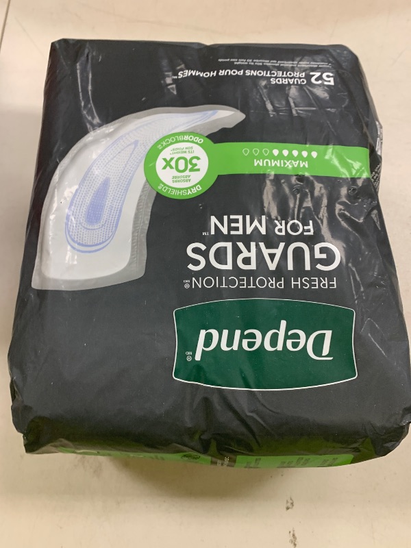 Photo 1 of Depend Guards Incontinence Pads for Men, Maximum Absorbency, 52 Count