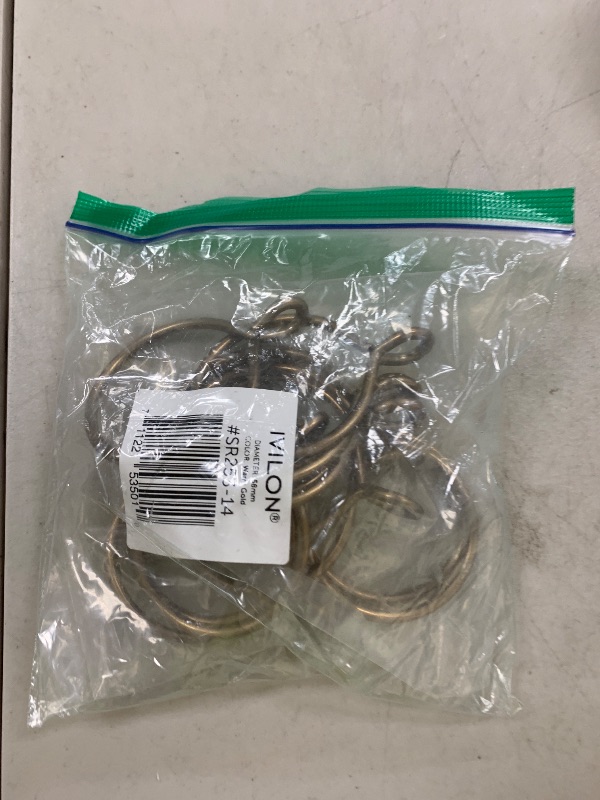 Photo 1 of Ivilon Drapery Eyelet Curtain Rings - 2.3" Ring for Curtain Hook Pins, Set of 14 - Warm Gold