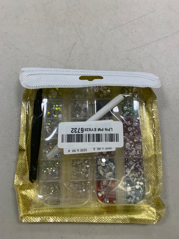 Photo 1 of Two Packs of Flatback Rhinestones 4520 Pcs Crystal, Colorful Rhinestones for Nails, Multicolored+ AB+Transparent White Gems with Picker Tools for Bedazzling Nail Crafting Face Makeup