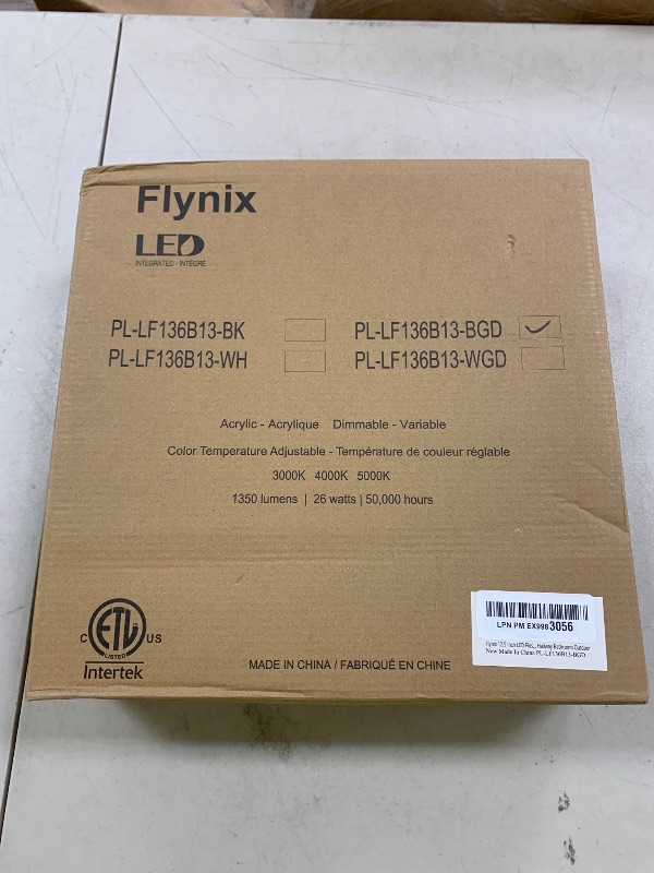 Photo 1 of Flynix 12.5 Inch LED Flush Mount Ceiling Light Fixture, 26W, Super Bright 1350 Lumen, 3 Color 3000K/4000K/5000K, Matt Black with Gold Inside, Dimmable Ceiling Lamp for Bedroom Hallway Bathroom Outdoor
