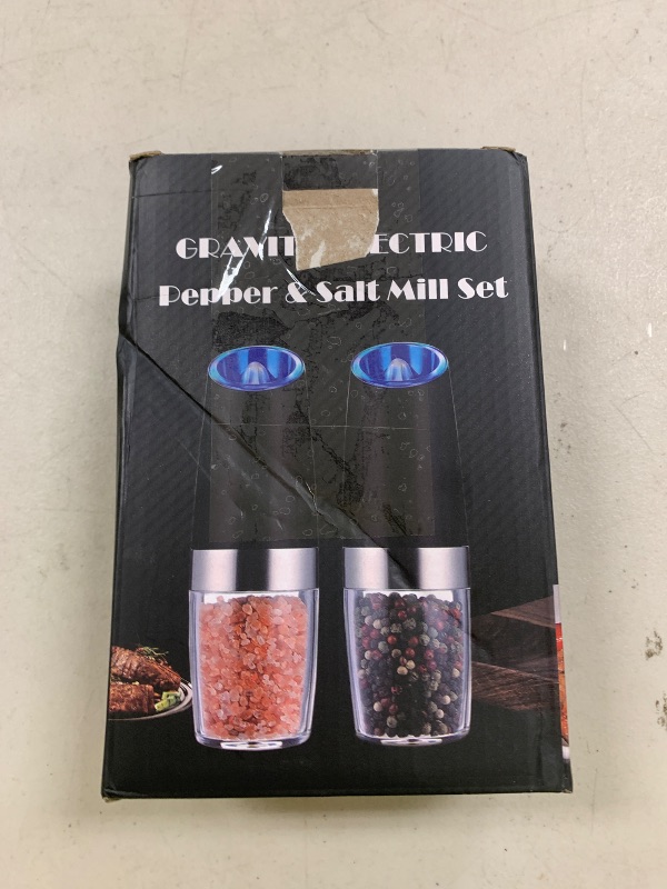 Photo 1 of XinXu Electric Pepper Grinder, Salt or Pepper Mill & Adjustable Coarseness, Battery Powered with LED Light, One Hand Automatic Operation (Set/Snow White)