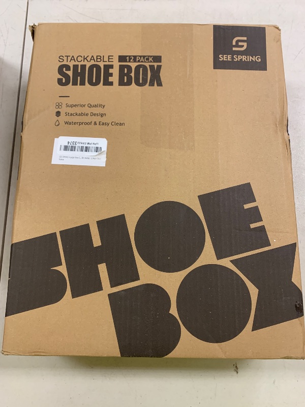 Photo 1 of SEE SPRING X-Large Shoe Storage Box Fit Size 11, Clear Plastic Stackable Shoe Organizer for Closet, Space Saving Foldable Shoe Rack Sneaker Container Bin Holder, 12 Pack Clear