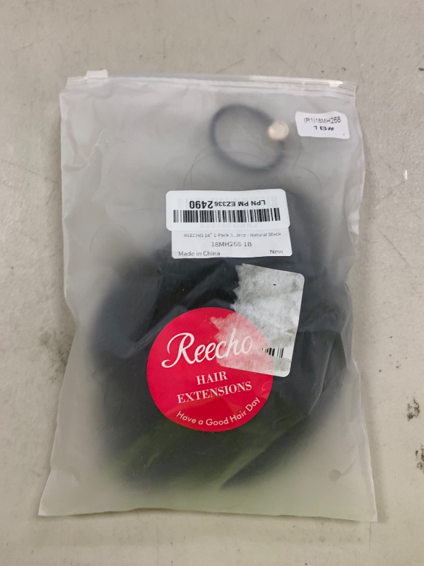 Photo 1 of REECHO 18" 1-Pack 3/4 Full Head Curly Wavy Clips in on Synthetic Hair Extensions HE008 Hairpieces for Women 5 Clips 4.0 Oz per Piece - Natural Black