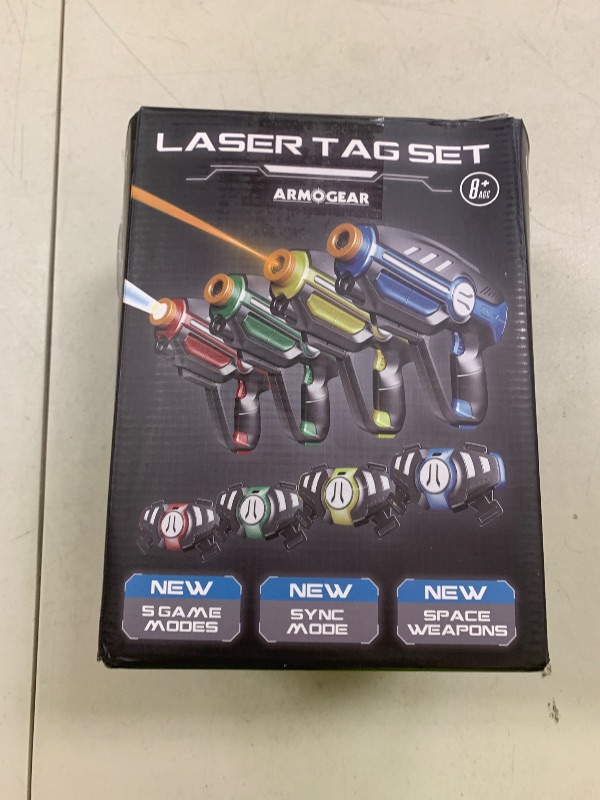 Photo 1 of Laser Tag Set for Kids, Teens & Adults - 4 Blasters + 4 Vest Sensors with 4 Multi-Game Modes - Fun Ideas Age 8+ Year Old Toys - Lazer Teen Boy Games - Boys & Girls Outdoor Teenage Group Activities