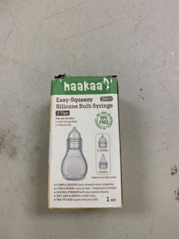 Photo 1 of Haakaa Silicone Baby Nasal Aspirator | Nose Bulb Syringe | Easy-Squeezy Baby Nose Cleaner, 0m+ Newborn Infant &Toddler - BPA Free Silicone-2 Tips