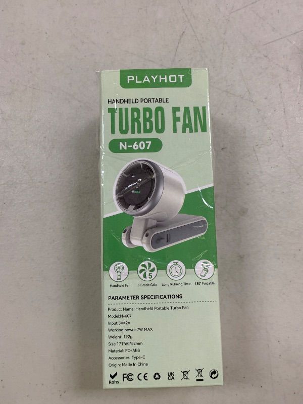 Photo 1 of PlayHot Portable Handheld Turbo Fan, 5 Gear Wind, Battery Operated, Up to 12 Working Hours, 3 IN 1 Hand Fans with Air Turbo Tech Cooling Fan for Outdoor Activities, Travel, Beach (White)