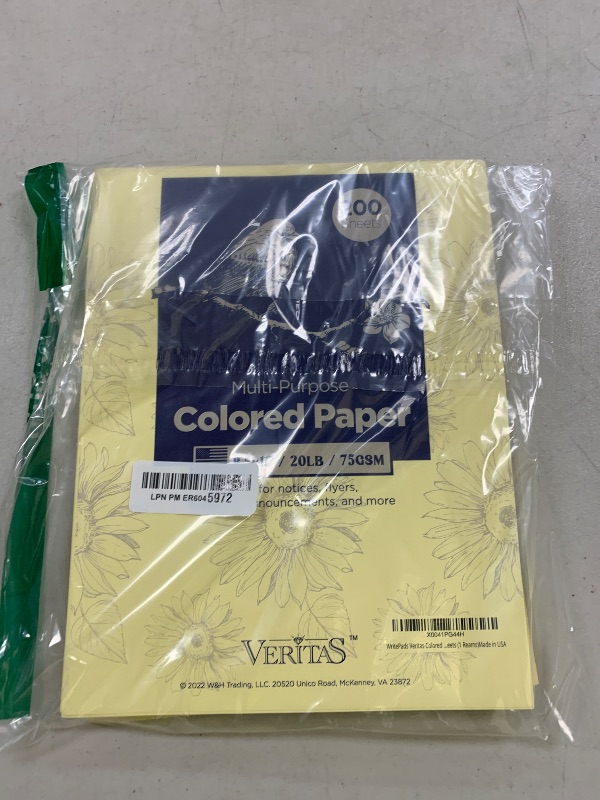 Photo 1 of WritePads Veritas Colored Copy Paper,Multi-Purpose paper,Colored Printer Paper 8.5” x 11”, 20 lb / 75 GSM, Canary 200 Sheets (1 Reams)?Made in USA