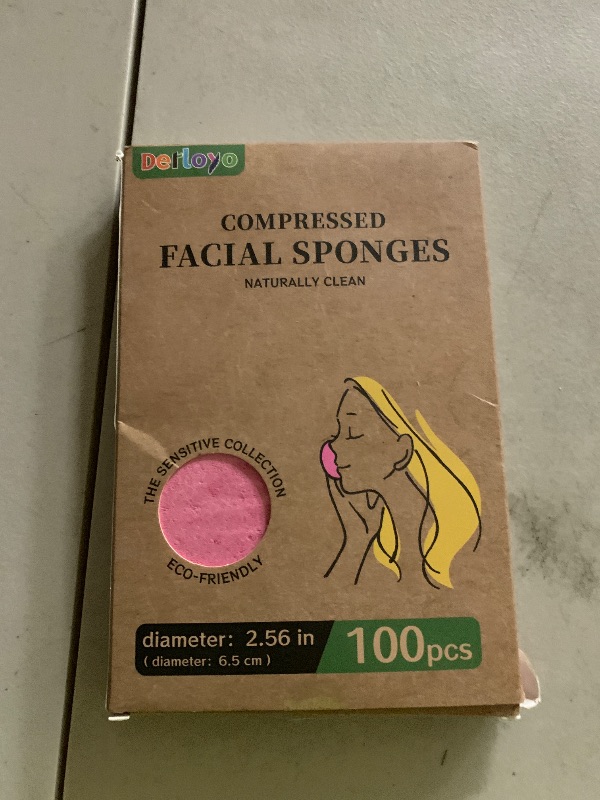 Photo 1 of 100-Count Compressed Facial Sponges, Natural Cellulose Face Sponges for Cleansing, Exfoliating, Washing face, Makeup Removal, and Spa Use - Travel Skincare Essentials for women