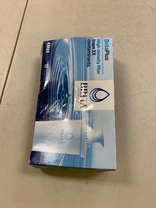 Photo 1 of Brita Plus Water Filter, BPA-Free, High-Density Replacement Filter for Pitchers and Dispensers, Reduces 2x Contaminants*, Lasts Two Months or 40 Gallons, Includes 4 Filters