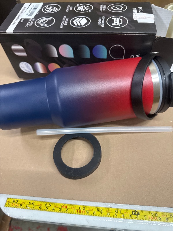 Photo 1 of 40 oz Tumbler with Handle and Lid Straw - Leakproof Travel Coffee Mug, Thermal Insulated Metal Cup, Keep Cold 36H, Large Stainless Steel Water Bottle Flask that Fits in Cup Holder