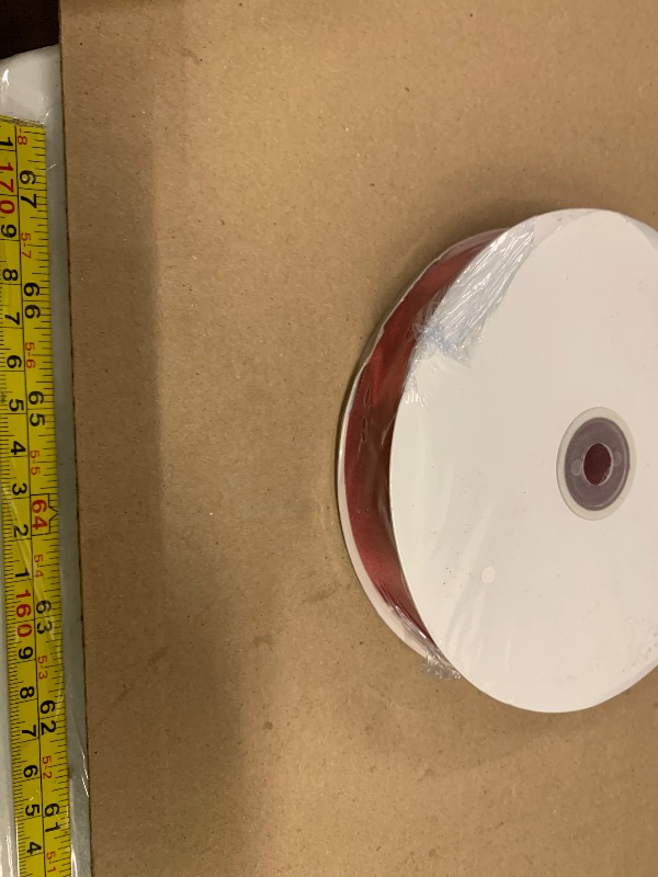 Photo 1 of 1 Inches x 100 Yards Polyester Satin Ribbon, Solid Color Wine Red Satin Ribbon for Crafts, Gift Wrapping, Hair Bows, Wedding Party Decoration, Bow Making & Other Projects (Wine Red)