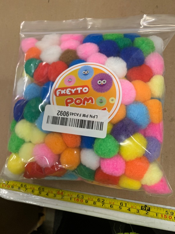 Photo 1 of 200 Pieces Pom Poms, 1 Inch Craft Pom Poms, Fuzzy Pompom Puff Balls for DIY Arts, Crafts Projects, Home Decorations (Multi-Colored)