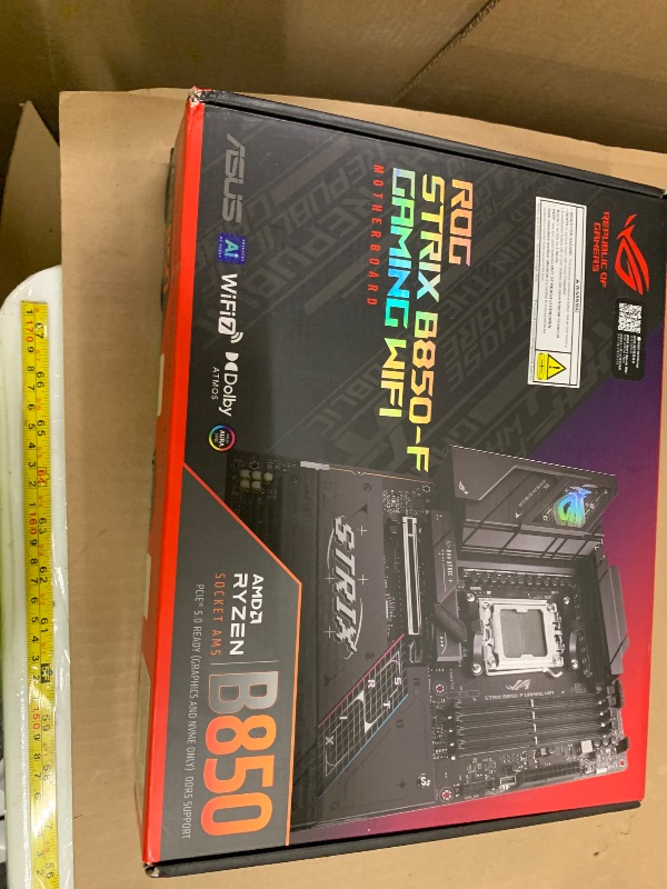 Photo 1 of SEE NOTES AND PICTURES…ASUS ROG Strix B850-F Gaming WiFi AMD AM5 B850-F ATX Motherboard 16+2+2 Power Stages, AI PC, DDR5 AEMP, WiFi 7, 4X M.2, PCIe® 5.0, Total Support of 19 USB, 20Gbps Type-C®, AI Networking II, Aura Sync