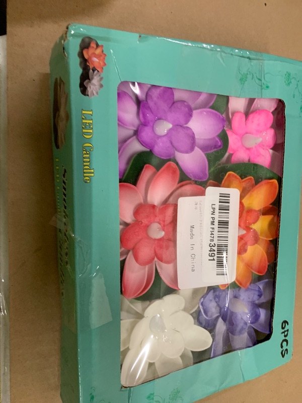 Photo 1 of 6 Pcs Diwali Lotus Lamp Decorations, Led Waterproof Flameless Lotus Tea Lights with Water Lily Pad, Home Garden Pond Indian Temples Pooja Gifts