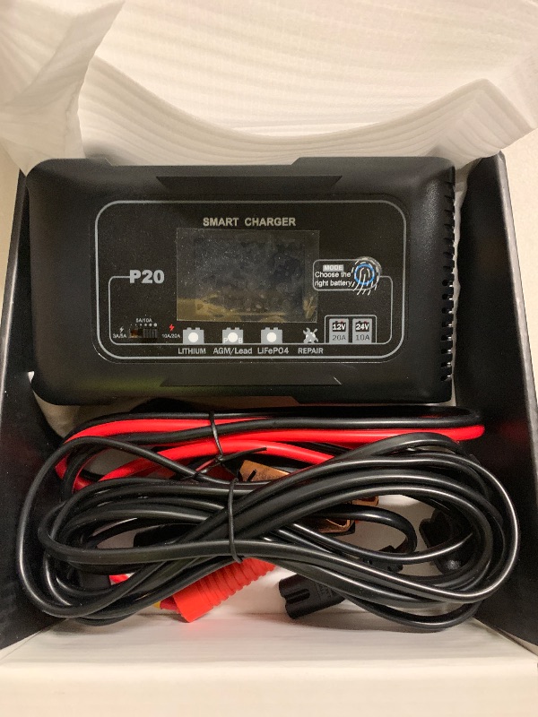 Photo 1 of 20A Smart Battery Charger 12V/24V, Automatic Charger & Maintainer for Lithium, LiFePO4, and Lead-Acid (AGM/Gel/SLA) Batteries, Trickle Charging for Cars, Boats, Motorcycles