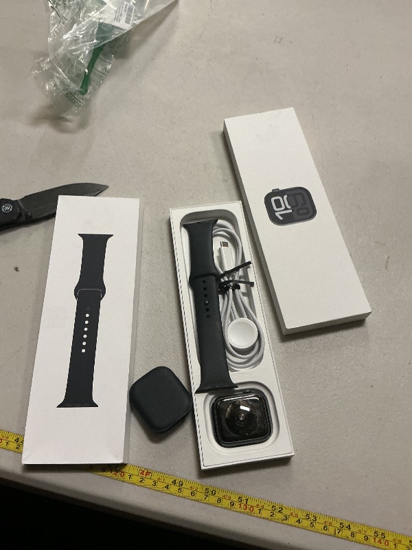 Photo 1 of *LOCKED** Apple Watch Series 4 [GPS + Cellular 46mm case] Smartwatch with Jet Black Aluminum Case with Black Sport Band - M/L. Fitness Tracker, ECG App, Always-On Retina Display, Water Resistant