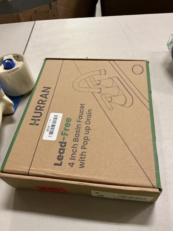 Photo 1 of 4 inch Brushed Gold Bathroom Sink Faucet with Pop-up Drain and 2 Supply Hoses, Stainless Steel Lead-Free 2-Handle Centerset Faucet for Bathroom Sink Vanity RV