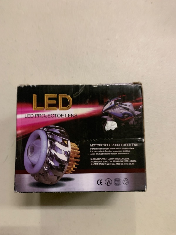 Photo 1 of 8.5cm/3.35in LED Motorcycle Headlights Bulb Motorcycle Headlight LED Projector Lens Single Halo Angel Devil Eye Spot Light Hi Low Beam (Blue)