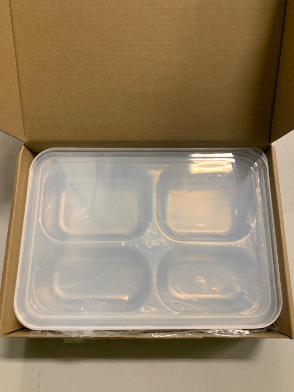 Photo 1 of 3 PCS Stainless Steel Snack Containers with Clear Lids, Reusable 4 Compartments Lunch Box Divided Food Storage Containers for Home Meal Prep Work Travel Camping Road Trip