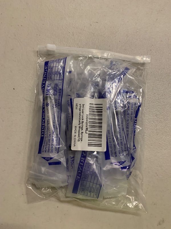 Photo 1 of 3ml Luer Lock Syringe, Syringes Without Needle, Disposable Syringe Individually Wrapped(12)