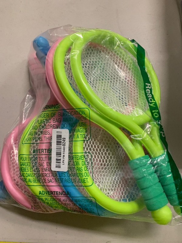 Photo 1 of 12 Pcs Plastic Kids Tennis Racket Set with 6 Pcs Tennis Balls and 6 Shuttlecocks Training Balls Badminton Paddle Racket Toy for Children Toddler Outdoor Indoor Beach Sports Gifts