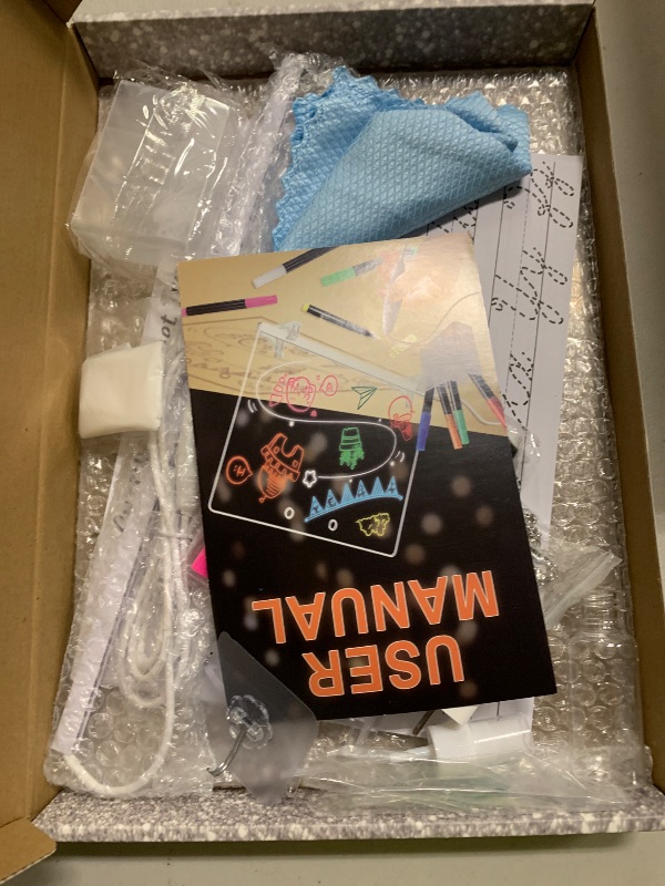 Photo 1 of 16" Led Drawing Board for Kids with 18 Tracing Pages - 4 Modes & Acrylic Led Note Board with 7 Colors, Light up Magic Boards for Art Kit, Birthday & Christmas Gifts for Teenage Girls & Boys, 39PCS