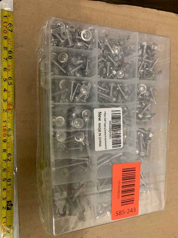 Photo 1 of 415pcs Premium #8 & #10 Self Tapping Screw Assortment Kit, 410 Stainless Steel Sheet Metal Screws with Length 1/2" to 2", Truss Head &Hex Washer Head Self Drilling Screws for Metal