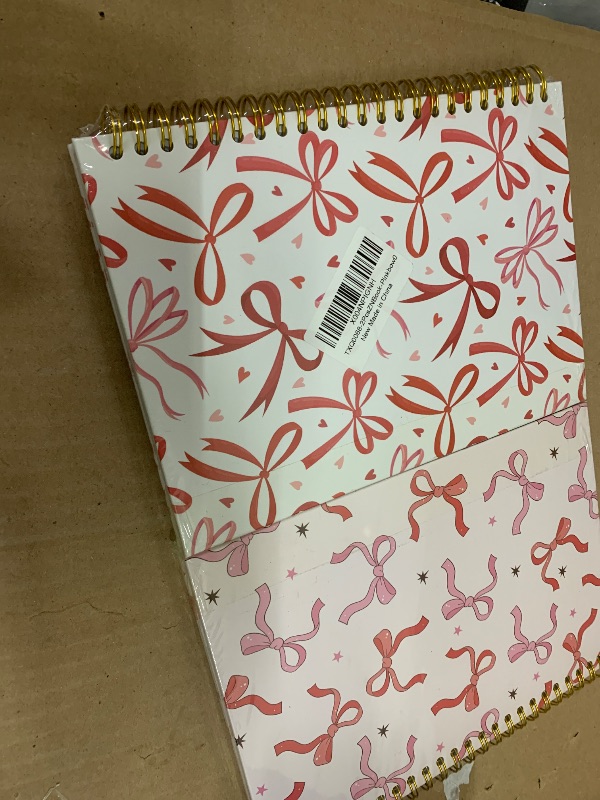 Photo 1 of 2 Pcs Pink Bow Spiral Notebook, Preppy Cute Spiral Notebook for Friend Teen Girls Women, 160 Pages Trendy Hardcover Journaling Notebooks for Writing Travel Business Home Office Aesthetic Notebooks