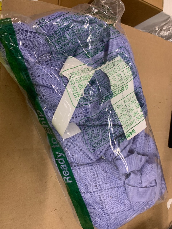 Photo 1 of 1L.   Fisoew Womens 2 Piece Crochet Swimsuit Cover Ups Sleeveless V Neck Tank Tops Wrap Skirt Sets Beach Vacation Outfits Sky Blue