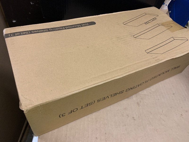 Photo 1 of BAYKA Floating Shelves for Wall, Wall Mounted Rustic Wood Shelves for Bathroom, Bedroom, Living Room, Kitchen, Hanging Shelf for Books/Storage/Room Decor with 22lbs Capacity (Black, Set of 3, 15.7in)