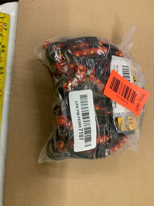 Photo 1 of 12" Elastic Bungee Cords with Hooks: 10 Pcs Bungee Cords Heavy Duty Outdoor, Bungie Cord Bundle Assortment with Metal Hook, Bungee Straps for Kayaking, Camping, Garage Storage