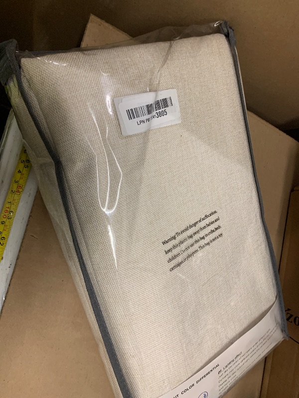 Photo 1 of 100% Blackout Shield Linen Blackout Curtains for Bedroom 90 Inches Long, Back Tab/Rod Pocket Living Room Drapes, Thermal Insulated Blackout Curtains 2 Panels Set, 50" W x 90" L,Cream