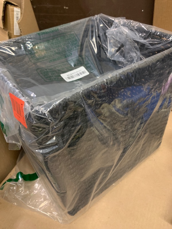 Photo 1 of 1pcs only.  UBBCARE Wicker Basket, 11L×11H×10.5W inch Woven Paper Rope Storage Baskets for shelves, Foldable Cube Storage bin with Handle, Storage Basket for Organizing & Decor, Black