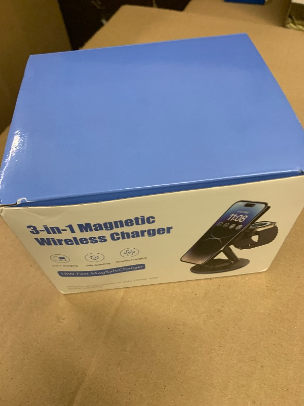 Photo 1 of 3 in 1 Charging Station for Apple Devices 18W Fast Mag-Safe Charger Stand Magnetic Wireless Charger Station for iPhone 17 16 15 14 13 12 Pro/Pro Max/Plus/Mini AirPods 2/3/Pro iWatch Ultra 2-8 Serials