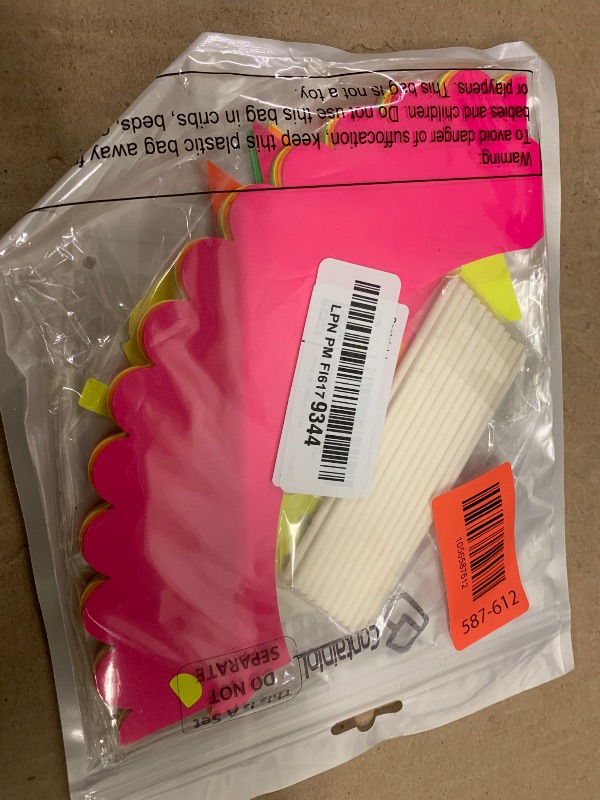 Photo 1 of 41 Pieces Glow Neon Birthday Party Decorations, Includes Yellow Happy Birthday Cake Topper Neon Cupcake Wrappers and Hollowed Out Star Cupcake Toppers for Wedding Black Light Reactive Party Decoration