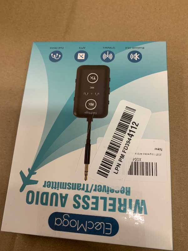 Photo 1 of 2025 Upgraded Airplane Bluetooth 5.4 Transmitter with Qualcomm Chipset, ElecMoga Airplane Travel Essentials Supports 2 AirPods or Headphones, 2-in-1 AUX Wireless Receiver for Gym, TV, Car, Audio