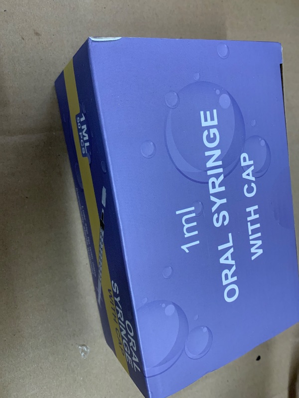 Photo 1 of 50 Pcs 1ml Syringes with Caps Oral Dispenser Individually Sterile Warpped for Medicine Dropper, Colostrum Collect Feeding Pets, Liquid