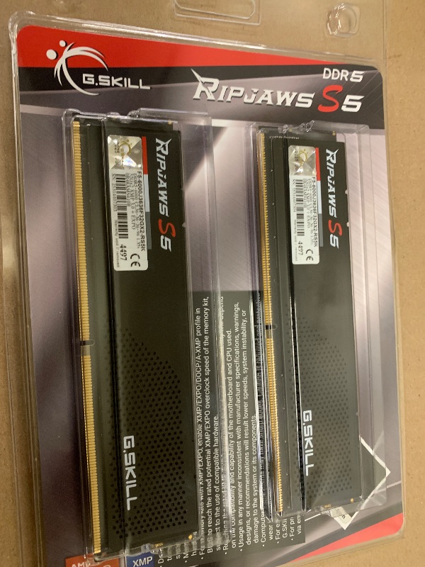 Photo 1 of G.Skill Ripjaws S5 Series 64GB (2 x 32GB) 288-Pin PC RAM DDR5 6000 (PC5 48000)