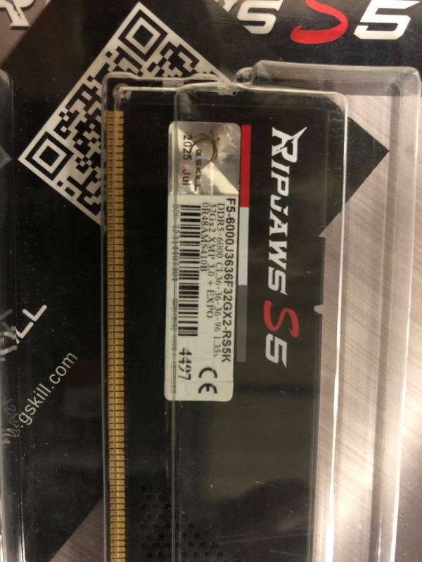 Photo 1 of G.Skill Ripjaws S5 Series 64GB (2 x 32GB) 288-Pin PC RAM DDR5 6000 (PC5 48000)