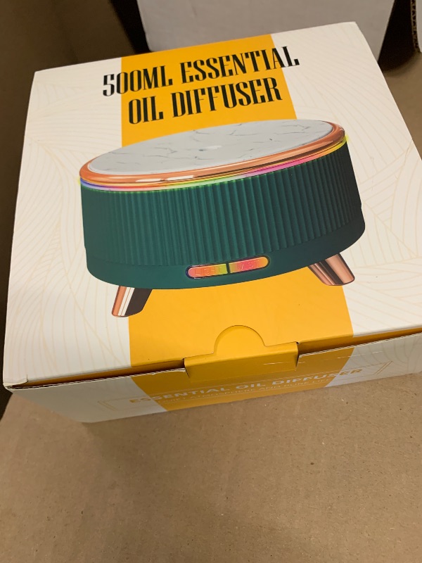 Photo 1 of 20-Hour Long-Lasting Aromatherapy, 500ML Large Essential Oil Diffuser: Ultrasonic Cool Mist Humidifier with Remote, 7 Color Lights, Timer, Auto-Off for Home/Bedroom/Yoga (Minimalist White)