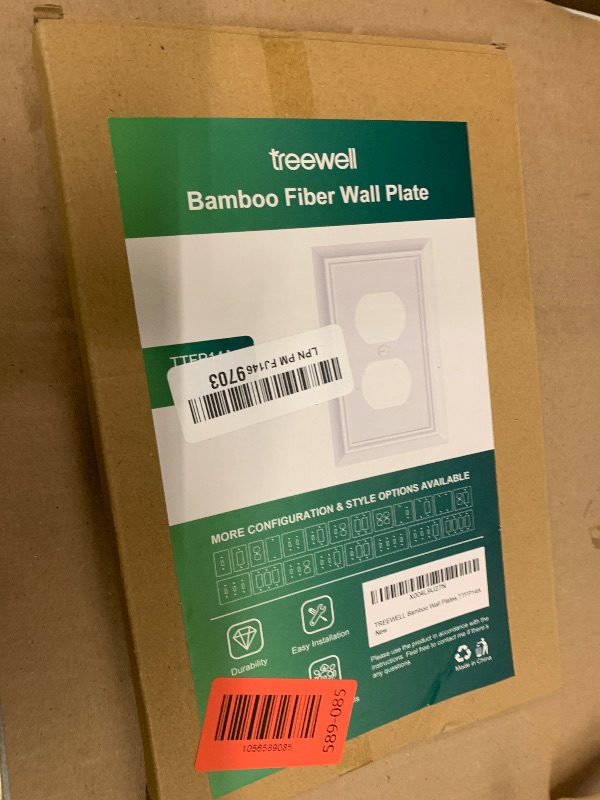 Photo 1 of 4-Pack Duplex Outlet Cover Plate, Decorative Pure White Switch Plates and Outlet Covers, Natural Bamboo Fiber Wall Plates for Electrical Outlets, 1 Gang Receptacle Cover, Corrosion Resistant