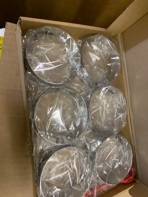 Photo 1 of 12Pack Tart Rings 3.15 Inch Perforated Tart Ring Stainless Steel, Round Mousse Cake Ring Metal Pastry Mold for Baking Cooking Pastries, small fruit tartet crust 8cm